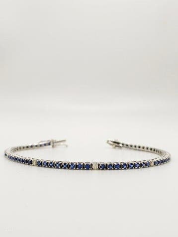 Armband - 18 karaat Witgoud Saffier - Diamant, Nieuw