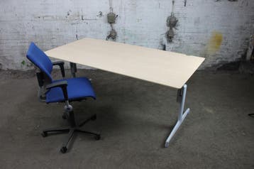 Recht bureau ahorn 180x90 handmatig verstelbaar lichtgrijs, Overige typen, Gebruikt, Verzenden, Overige merken