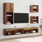 vidaXL TV Wand Eenheden met LED 5 pcs Oud Hout Bewerkt hout, Minder dan 50 cm, Verzenden, Nieuw, Minder dan 100 cm