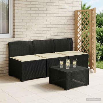 vidaXL 3-zits tuinbank met kussens in rattanlook PP, Verzenden, Nieuw