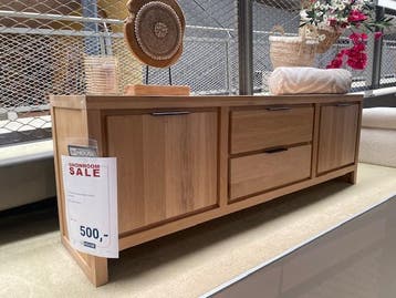 Lentaro tv meubel, Ophalen, 150 tot 200 cm, Eikenhout, Nieuw