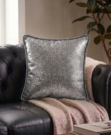Decorative Leather Pillow with Horsehair Filling Black/Gold, Verzenden, Nieuw, Zwart, Vierkant