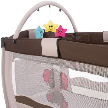 Reisbed olifant 132x75x104cm met commode en tas - bruin, Kinderen en Baby's, Verzenden, Nieuw