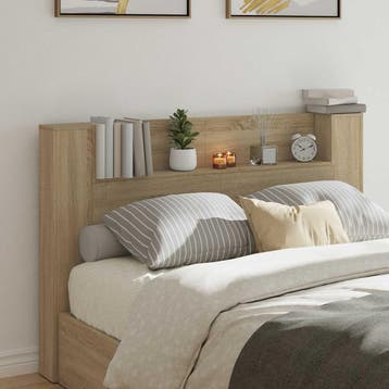 vidaXL Hoofdbord Kast met LED Sonoma Bewerkt hout, Huis en Inrichting, Slaapkamer | Bedden, Verzenden, Nieuw, Hout
