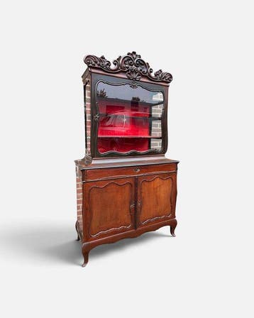 Vitrine - zilverkast - Mahonie - Antieke mahonie bonheur