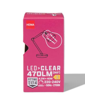 HEMA Led kogel clear E27 4.8W 470lm dim, Verzenden, Nieuw