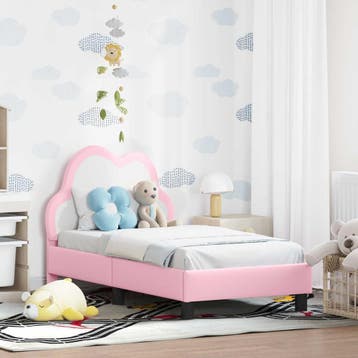 vidaXL Peuterbedframe met hoofdbord Roze 70 x 140 cm PU, Verzenden, Nieuw