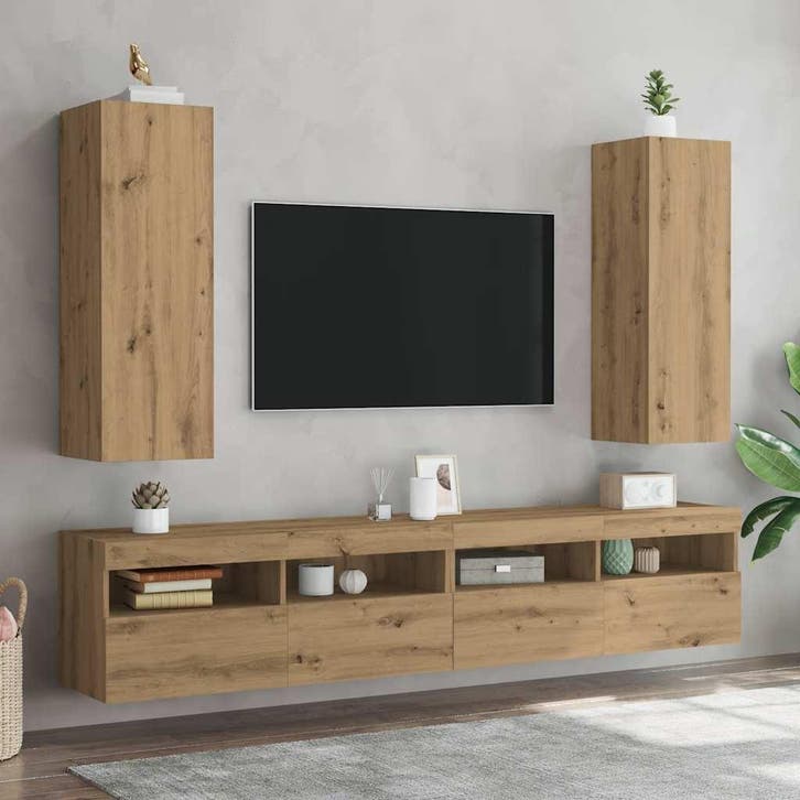 vidaXL Tv-meubelen 2 st 30,5x30x90 cm bewerkt hout, Huis en Inrichting, Kasten | Televisiemeubels, Nieuw, Overige houtsoorten