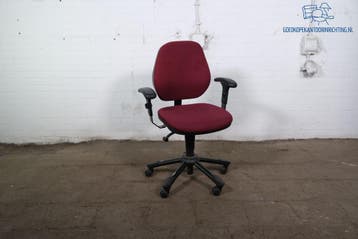 Drisag bureaustoel rood gestoffeerd armleuningen zwart frame, Verzenden, Gebruikt, Bureaustoel