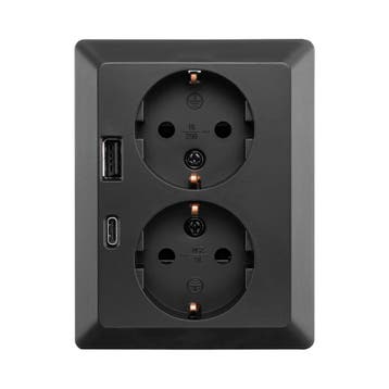 Wandcontactdoos Half Opbouw 2-voudig RA USB A + USB C Mat, Doe-het-zelf en Verbouw, Ophalen of Verzenden, Nieuw, Groepenkast