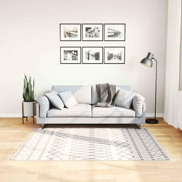 vidaXL Vloerkleed wasbaar 120x170 cm zwart en wit, Verzenden, Nieuw, Zwart