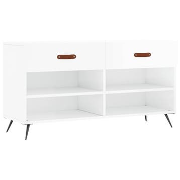 vidaXL Schoenenbank 102x35x55 cm bewerkt hout hoogglans wit, Verzenden, Nieuw