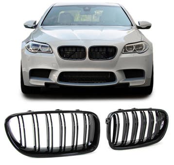 Grill voor BMW 5 Serie F10/F11 | glans zwart | dubbelspijls