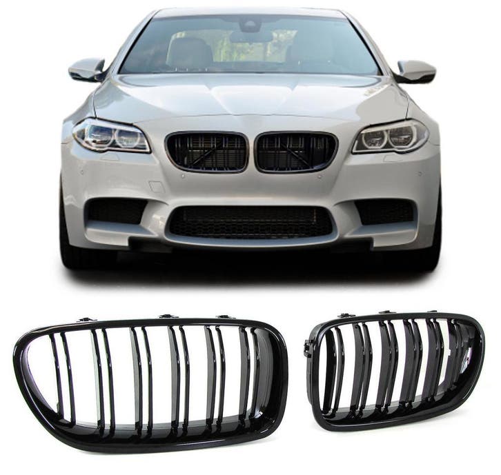 Grill voor BMW 5 Serie F10/F11 | glans zwart | dubbelspijls, Auto diversen, Tuning en Styling