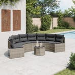 vidaXL Tuinbank met tafel en kussens halfrond poly rattan, Verzenden, Nieuw, Rotan