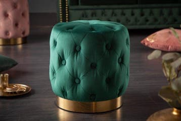 Design kruk MODERN BAROK 40cm donkergroen goud fluweel, Ophalen of Verzenden, Nieuw