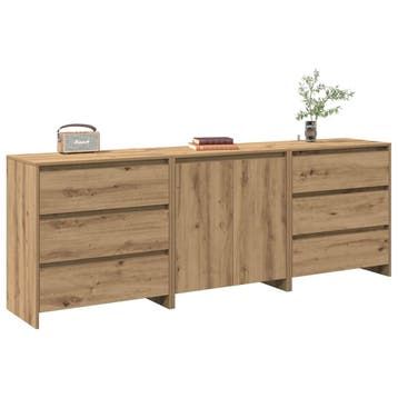 vidaXL 3-delige Dressoirs bewerkt hout artisanaal eikenkleur, Verzenden, Nieuw, Overige houtsoorten