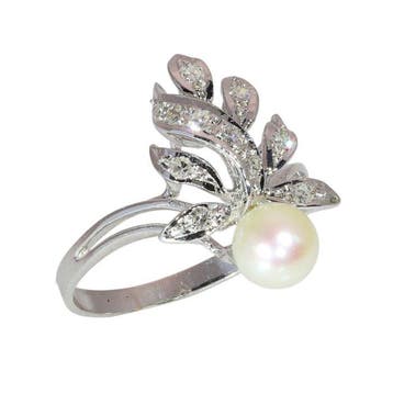 Ring - 18 karaat Witgoud - Diamant - Vintage NOS jaren ’70,, Nieuw