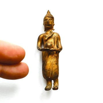 Oud-Siamese Verguld Archaïsch Glas Bedelende Boeddha-kraal