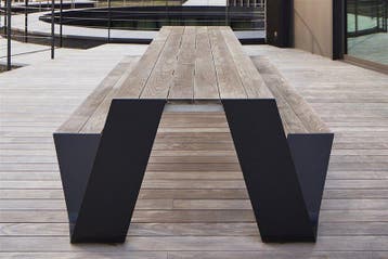 Extremis Hopper Picnic 300 cm tuintafel picknicktafel zwart, Zo goed als nieuw, Rechthoekig, Aluminium