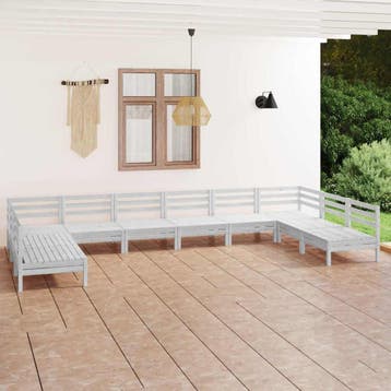 vidaXL 10-delige Loungeset massief grenenhout wit, Verzenden, Nieuw, Loungeset