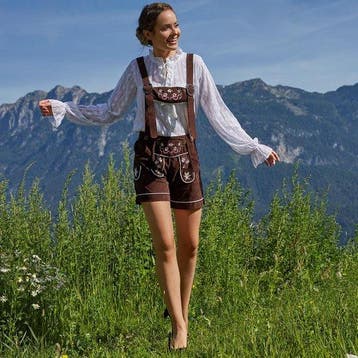 2dekans | Dressforfun Lederhose Alpsee XL - verkleedkleding, Ophalen of Verzenden, Zo goed als nieuw