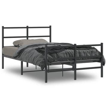 vidaXL Bedframe met hoofd- en voeteneinde metaal zwart, Verzenden, Zwart, Nieuw, 190 cm of minder