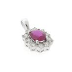 Witgouden hanger met roze spinel en diamant; 0,70 ct., Ophalen of Verzenden, Gebruikt, Goud, Overige merken