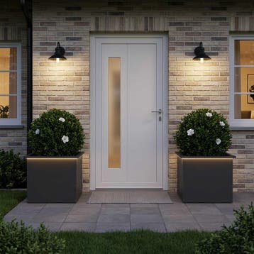vidaXL Plantenbak met led 2 st Zwart 50 x 60 x 48 cm Staal, Verzenden, Nieuw, Metaal, 60 tot 100 cm