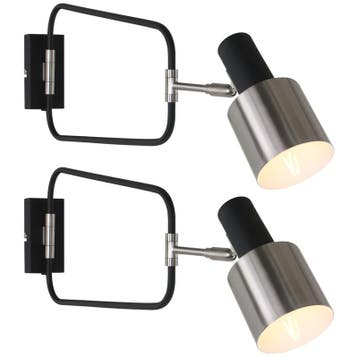 2x Wandlamp zwart staal verstelbaar E27, Steinhauer, Fjor, Nieuw
