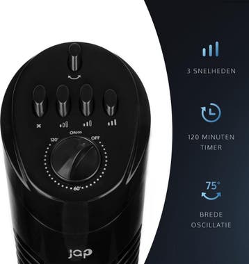 2dekans | JAP Appliances Torenventilator - met Timer - 3, Ophalen of Verzenden, Zo goed als nieuw