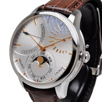 Maurice Lacroix Masterpiece LUNE Retrograde MP6528-SS001-130, Overige merken, Leer, Staal, Polshorloge