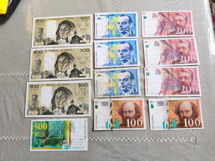 Frankrijk. - 12 banknotes - Various Dates (Zonder, Postzegels en Munten, Bankbiljetten | Europa | Niet-Eurobiljetten