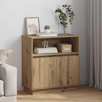 vidaXL LED Sideboard Artisan Eiken 71 x 34,5 x 75 cm Bewerkt, Minder dan 50 cm, Verzenden, Nieuw, Minder dan 100 cm