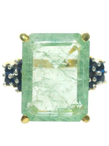 Zonder minimumprijs - Ring - 9 kt. Zilver, Geel goud Smaragd, Nieuw