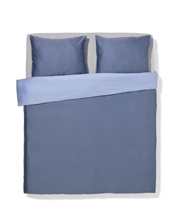 HEMA Dekbedovertrek 240x200/220cm hotel katoen satijn blauw, Verzenden, Nieuw