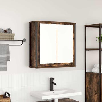 vidaXL Badkamerwandkast met spiegel 60x21x60 cm gerookt, Verzenden, Nieuw