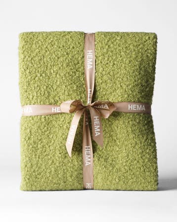 HEMA Plaid 150x130cm bouclé groen, Verzenden, Nieuw