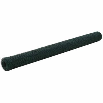 vidaXL Kippengaas 25x1,5 m staal met PVC coating groen, Tuin en Terras, Verzenden, Nieuw, IJzer, 1 tot 2 meter