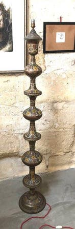 Staande lamp - Messing, Emaille, Metaal - Jaren 50, massief