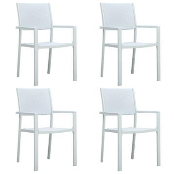 vidaXL Tuinstoel 4 st rattan-look kunststof wit, Verzenden, Nieuw, Kunststof