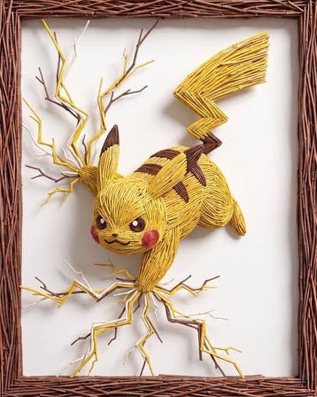 AT9 - Pikachu e i Fulmini Intrecciati - Wood Style, Nieuw