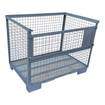 Gitterbox GB007 hout met staal nieuw grijs 1240x835x970mm