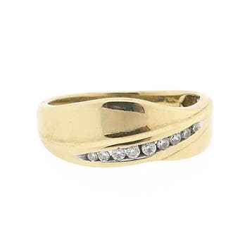 Gouden ring met zirconia, Gebruikt, Ophalen of Verzenden, 17 tot 18, Met edelsteen