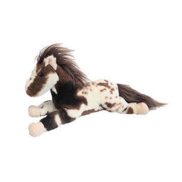 Inware pluche paard - bruin/wit - liggend - 40 cm - knuffel, Verzenden, Nieuw