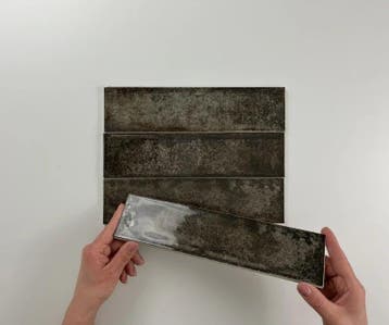 Wandtegel Equipe Cerámica Alchimia Antraciet Glans 7,5x30, Nieuw, 20 tot 40 cm, 10 m² of meer, Wandtegels