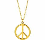 Heren ketting Peace rond zilver- of goudkleurig, Nieuw, Ophalen of Verzenden, Zilver, Overige materialen