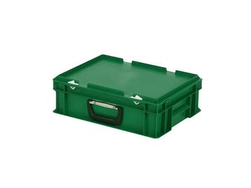 Koffer - 400 x 300 x H 133 mm - groen - stapelbak met deksel, Ophalen of Verzenden, Nieuw