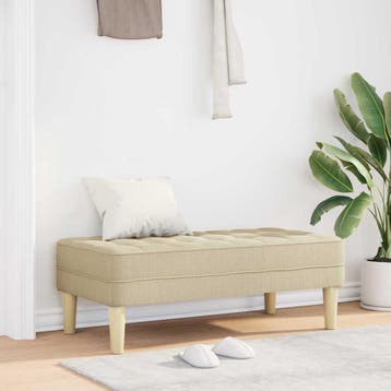 vidaXL Bank met kussen Crème 113 x 57 x 39 cm Stof, Verzenden, Nieuw, Minder dan 150 cm