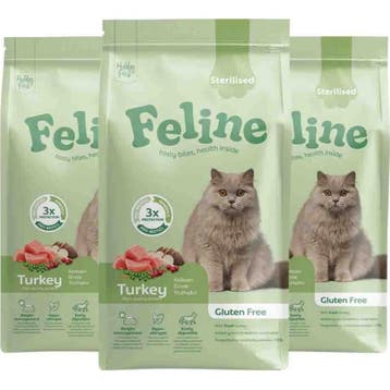 3x HobbyFirst Feline Kattenvoer Droog Sensitive Sterilise..., Dieren en Toebehoren, Verzenden, Nieuw